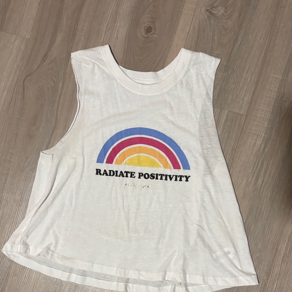 Spiritual Gangster Radiate Positivity Rainbow Tank - White